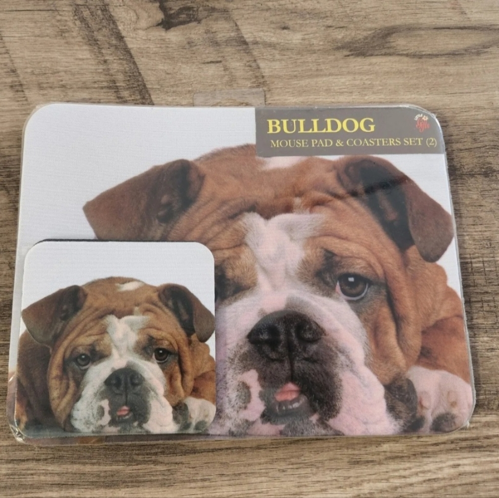 NWT Bulldog mouse pad with 2 Coasters - Picture 2 of 2